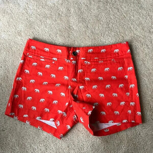 Banana Republic Women's Orange Elephant Themed Chino Shorts - Size 4 - VGUC